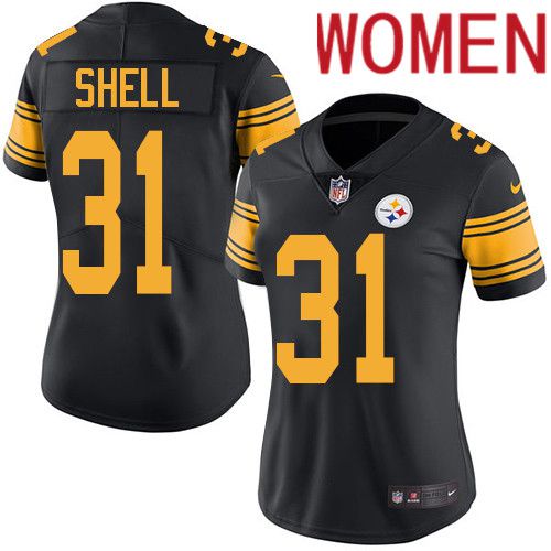 Women Pittsburgh Steelers #31 Donnie Shell Nike Black Vapor Limited Rush NFL Jersey